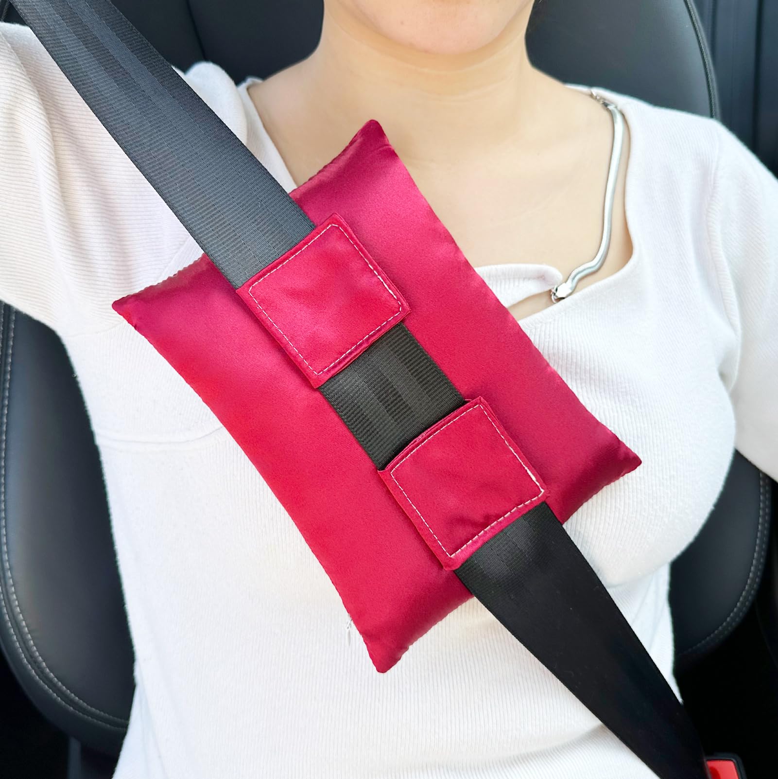 HapiPoppy Port Pillows Chemo Port Pillow for Seatbelt Pacemaker Chest Protector Chemo Patients Cancer Open-Heart Incision Recovery Post Surgery Support Cushion Gifts, Silky Satin Burgundy