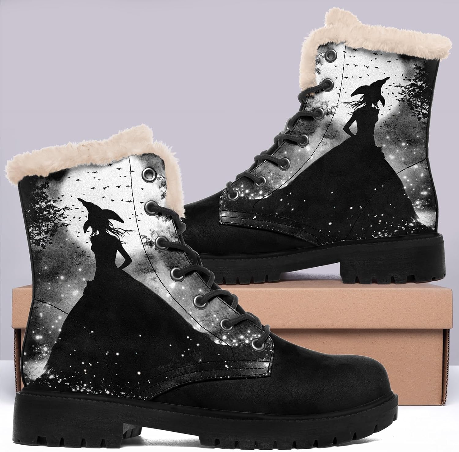 Women's Gothic Winter Boots Non-Slip Waterproof ankle boots Comfortable Faux Fur Fur Lined Warm Gothic Fantasy Snow Booties