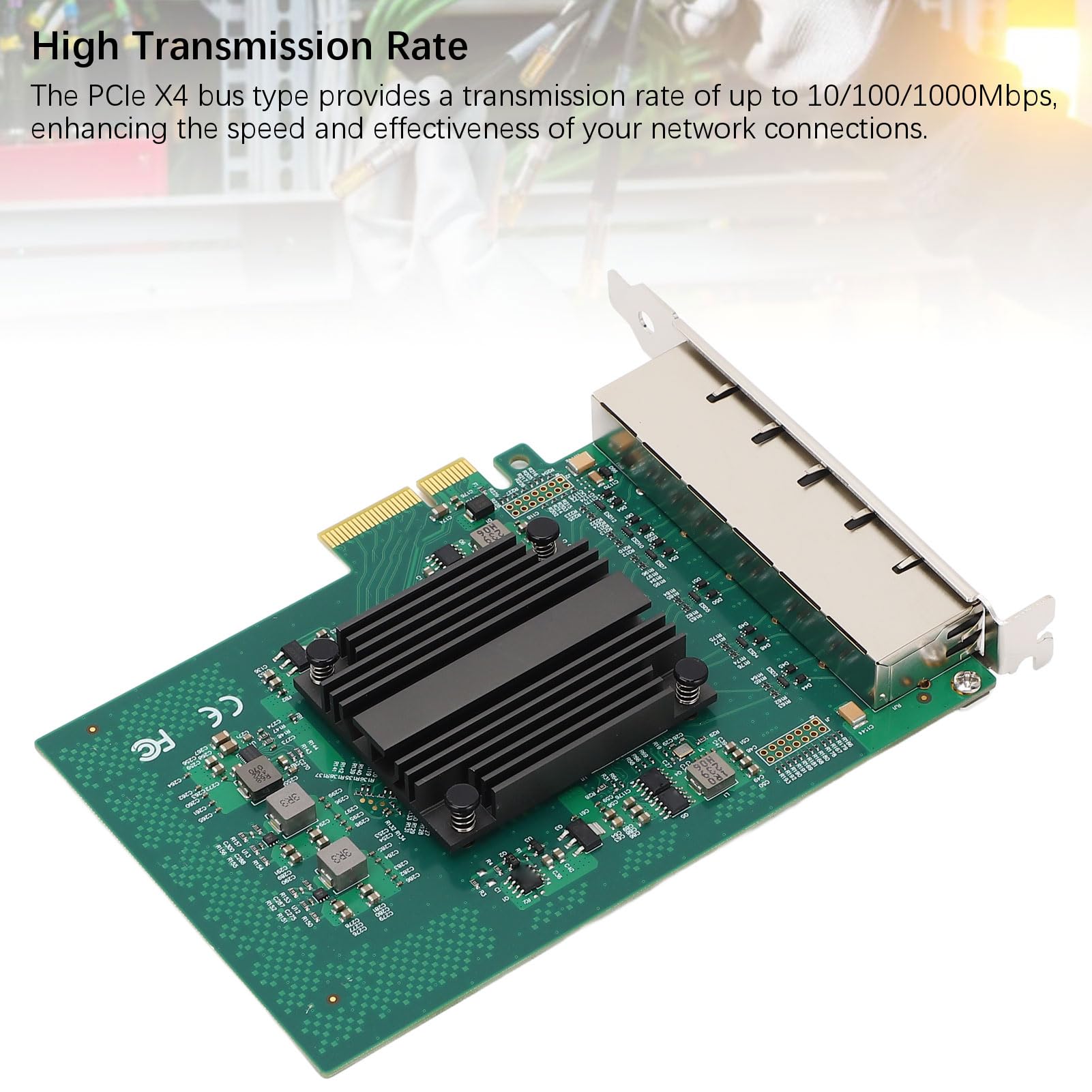 Tarjeta de Red Gigabit PCIe Transmisión de Alta Velocidad de 1000Mbps para PC de Escritorio con Servidor con 6 Puertos RJ45