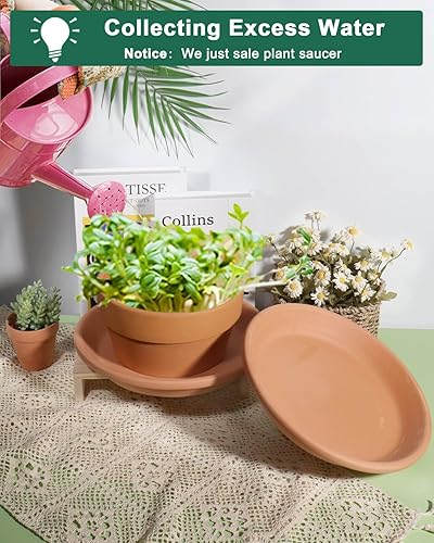 Miniatura 3 de vensovo Bandeja para macetas de terracota de 11 pulgadas, 3 platillos redondos para plantas de interior y exterior, bandejas grandes de arcilla