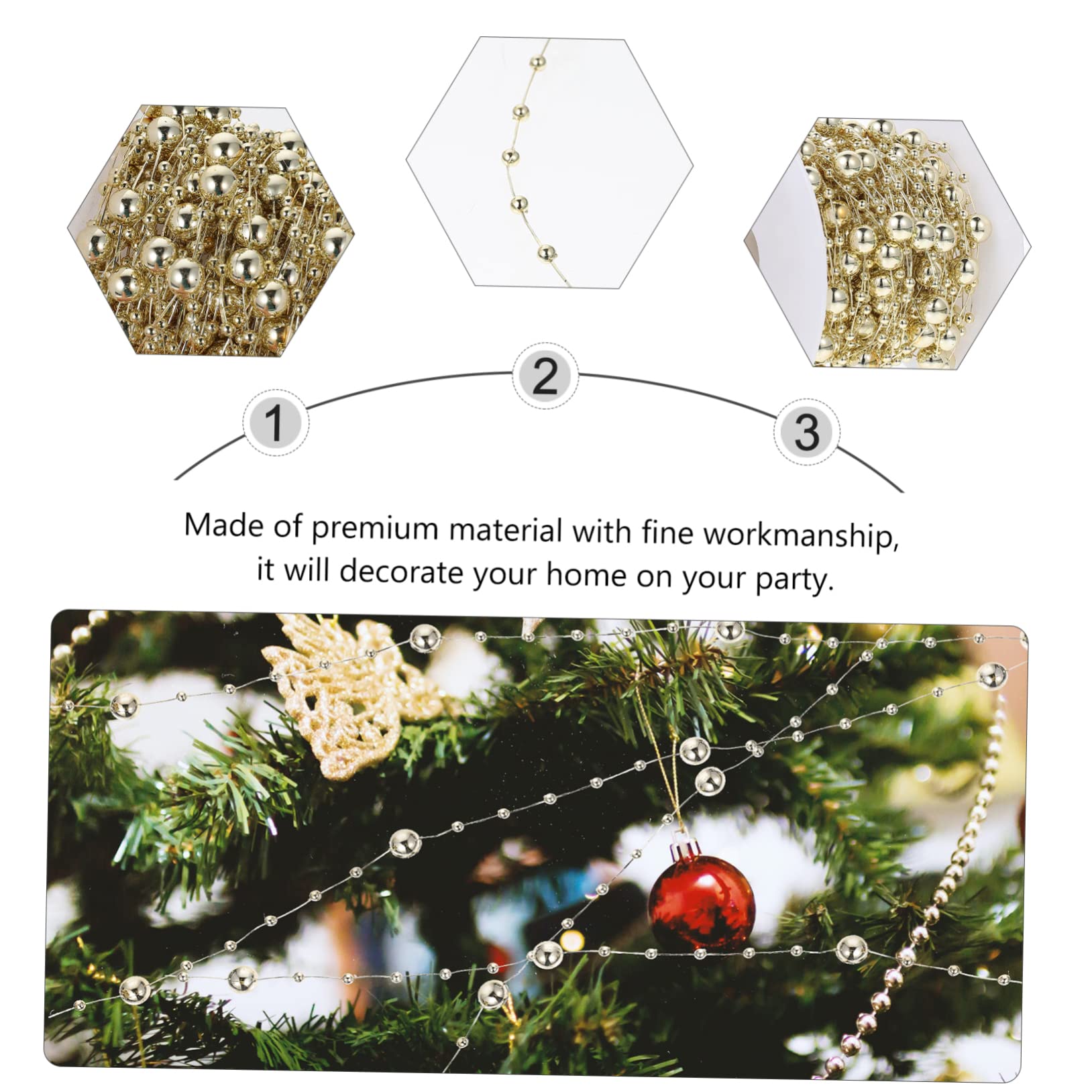 3rollen Dekorative Perlenkette Für Hochzeit Und -projekte Galvanisierte Schmuckperlen Hochwertige Bead Chain Für Festliche Anlässe Und Bastelarbeiten