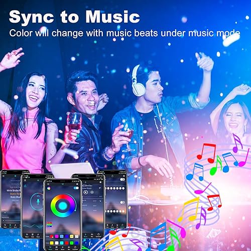 Miniatura 2 de GXILEE Retroiluminación LED para TV, alimentada por USB, tira de luz LED de 10 pies para TV de 32 a 65 pulgadas, control remoto con aplicación,