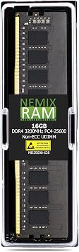NEMIX RAM 16GB 1X16GB DDR4 3200MHz PC4-25600 2Rx8 1.2V CL22 288-PIN Non-ECC Unbuffered UDIMM Desktop PC Memory