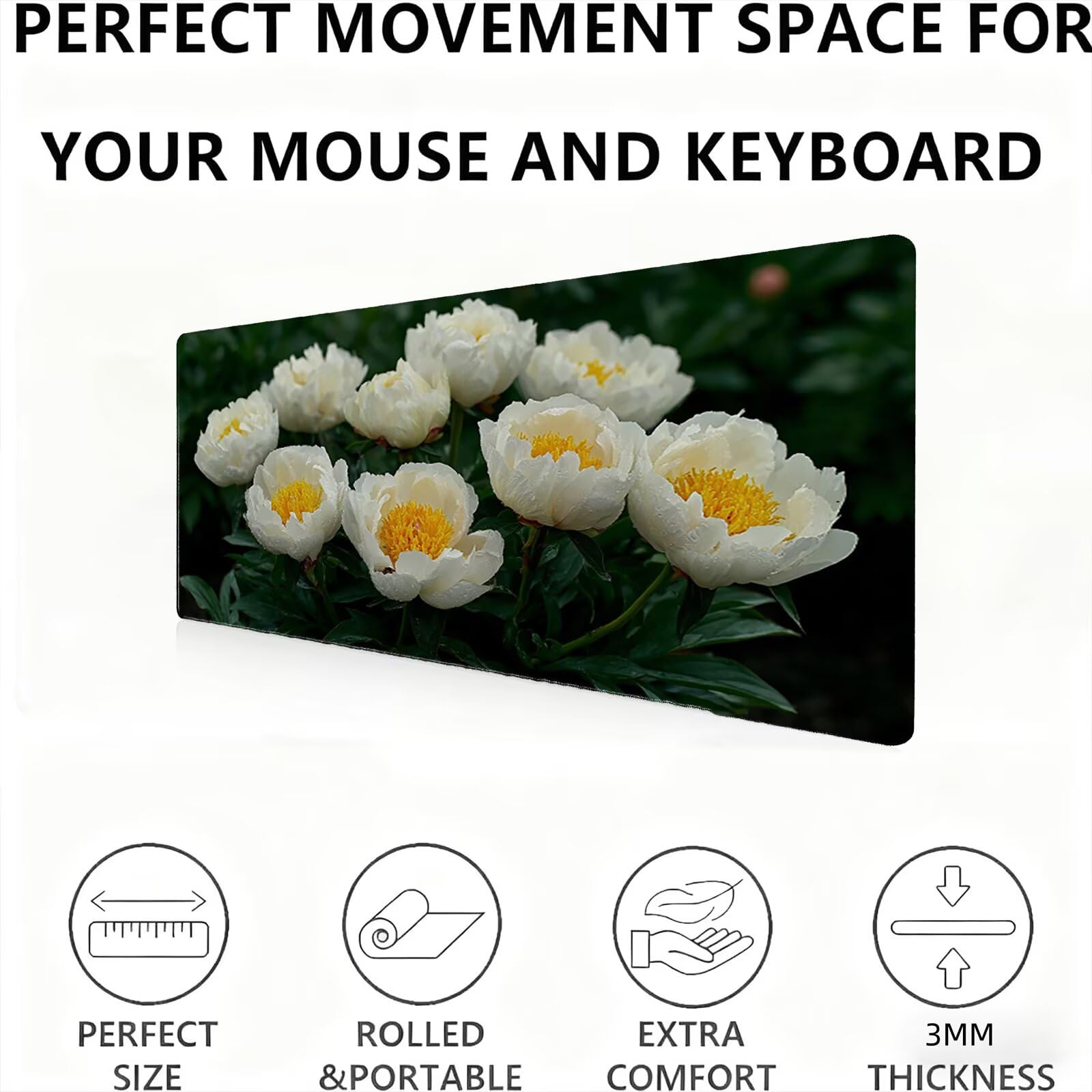 Podkładka pod mysz XXL w kwiaty/krajobrazie 1200 x 600 mm duża podkładka pod mysz szyte krawędzie wodoodporna antypoślizgowa duże rozszerzone akcesoria biurowe na PC, przenośna poprawia dokładność i