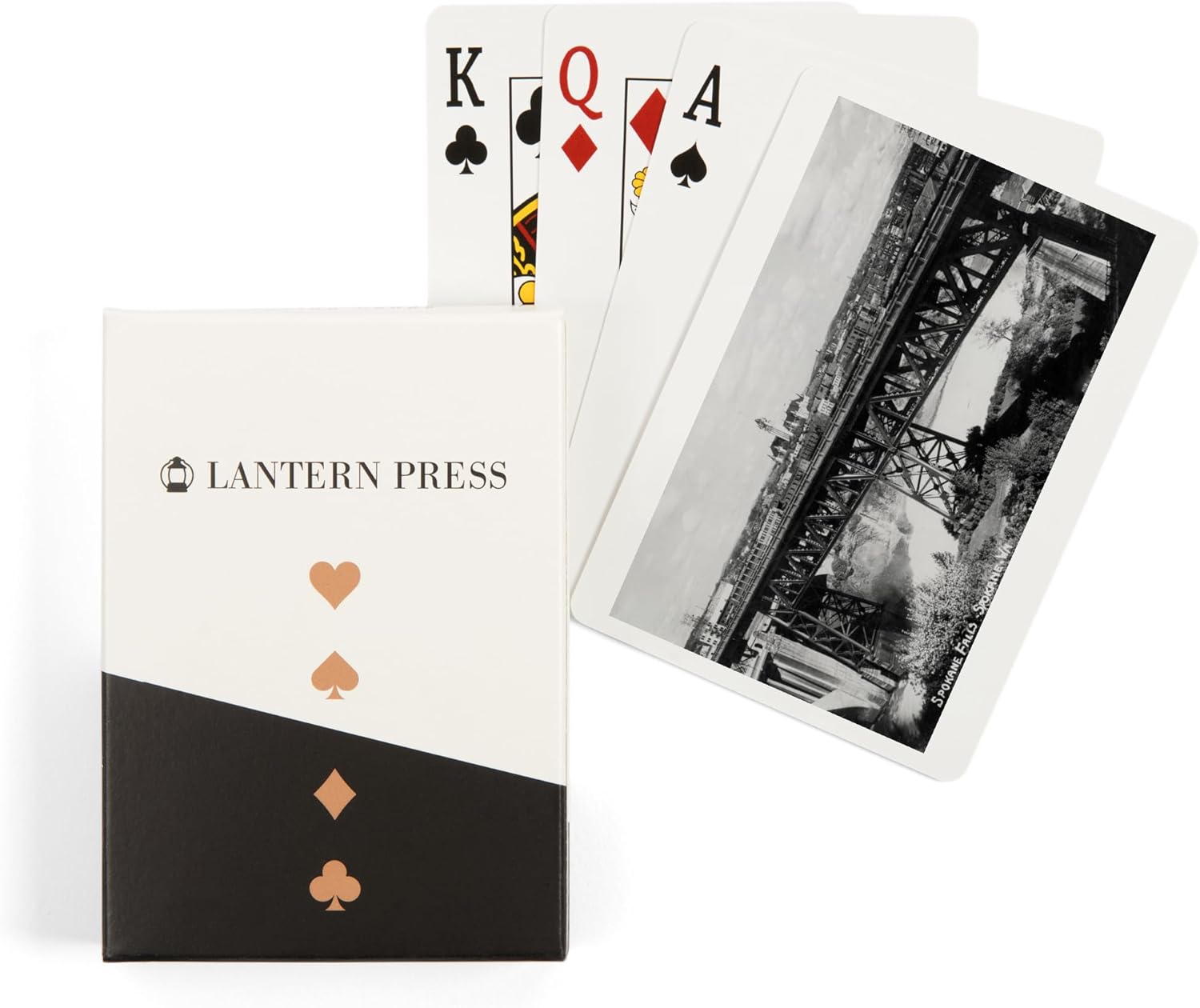 Lantern Press Spokane, Washington, View of Spokane Falls and Bridge, 52 Playing Cards for Adults, Poker Size Card Deck