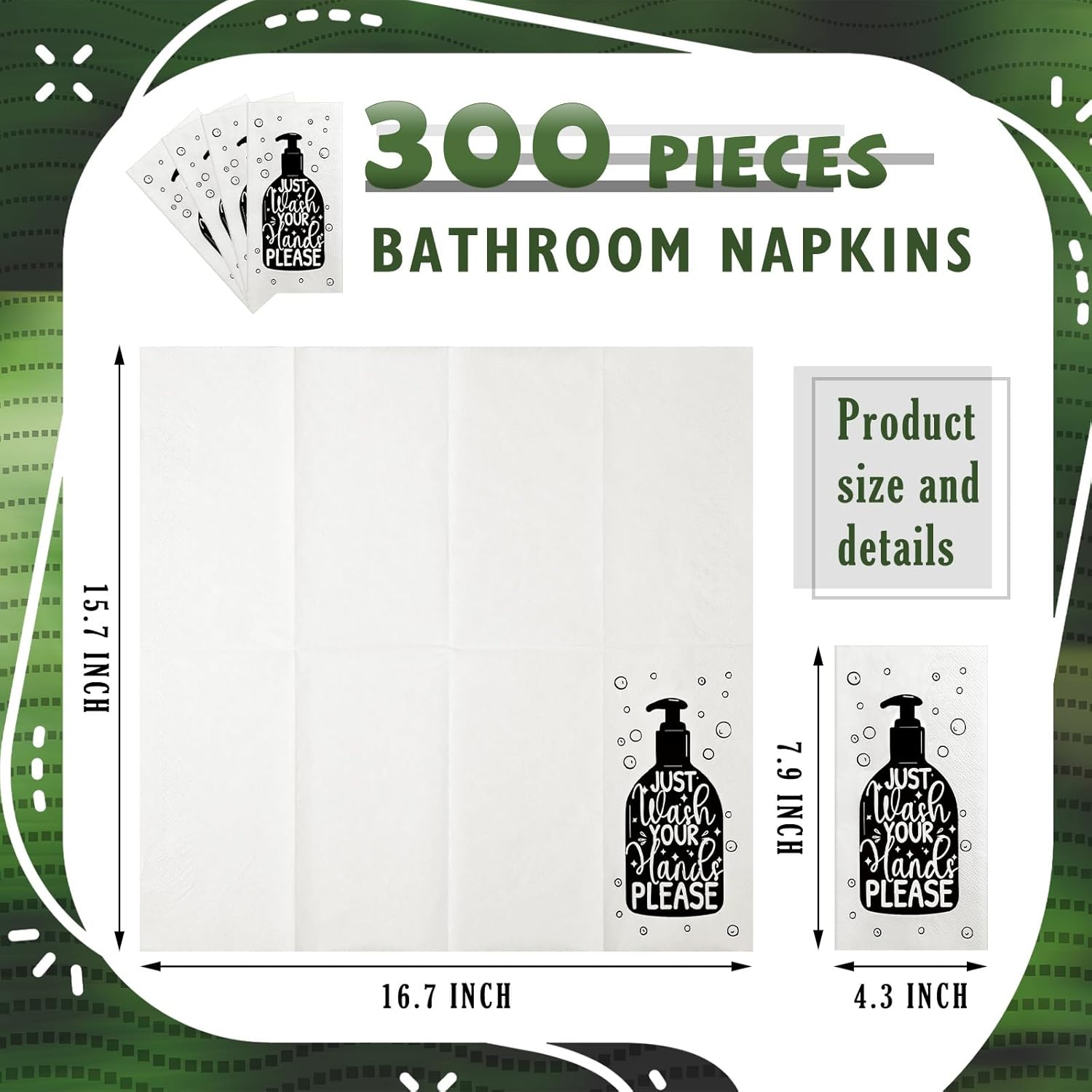 Yexiya 300 Pcs Paper Guest Towels Disposable Hand Towels Bathroom Guest Napkins Disposable Decorative Bathroom Napkins for Powder Room Wedding Holiday Birthday Baby Bridal Shower (White Black)