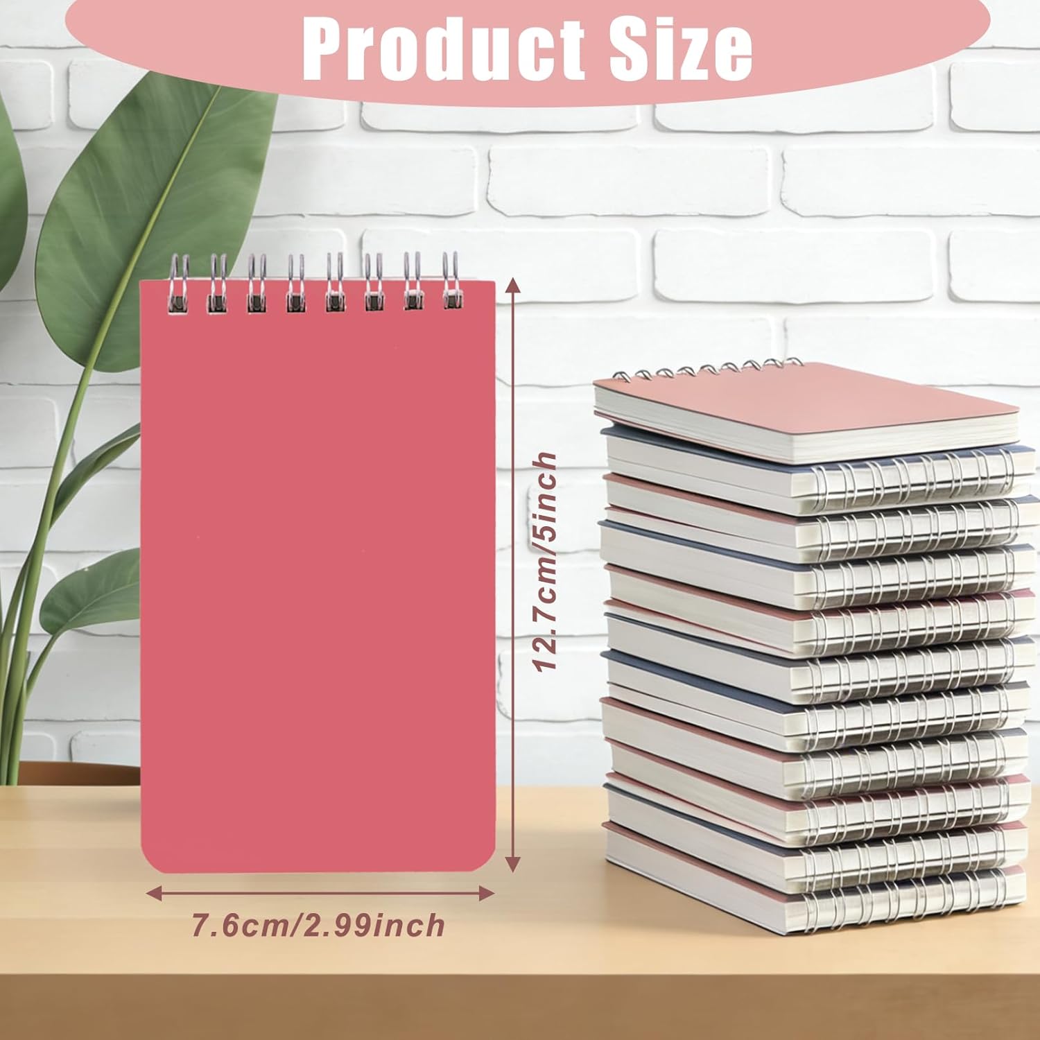 50 Pack Top Spiral Notebooks Bulk, 3x5 Inch Small Pocket Notebook, College Ruled, Small Notepad Pocket Size, 60 Sheets/120 Pages, 10 Assorted Colors for Home Office School College Travel