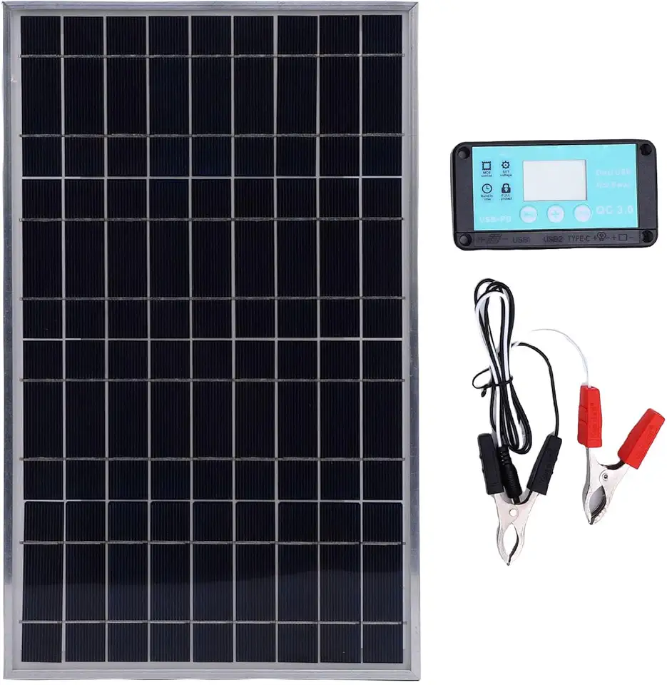 Asixxsix Kit de Painel Solar de 100W, Combinação do Controlador de Painel Solar Com Controlador de Carga de 12V 10-50A e Monocristalino para Motocicletas de Carro Marinho
