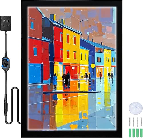 Marco de póster de película LED de 24 x 36 pulgadas, marco de fotos LED, soporte para letrero de exhibición en negro, montaje en pared, perfil de