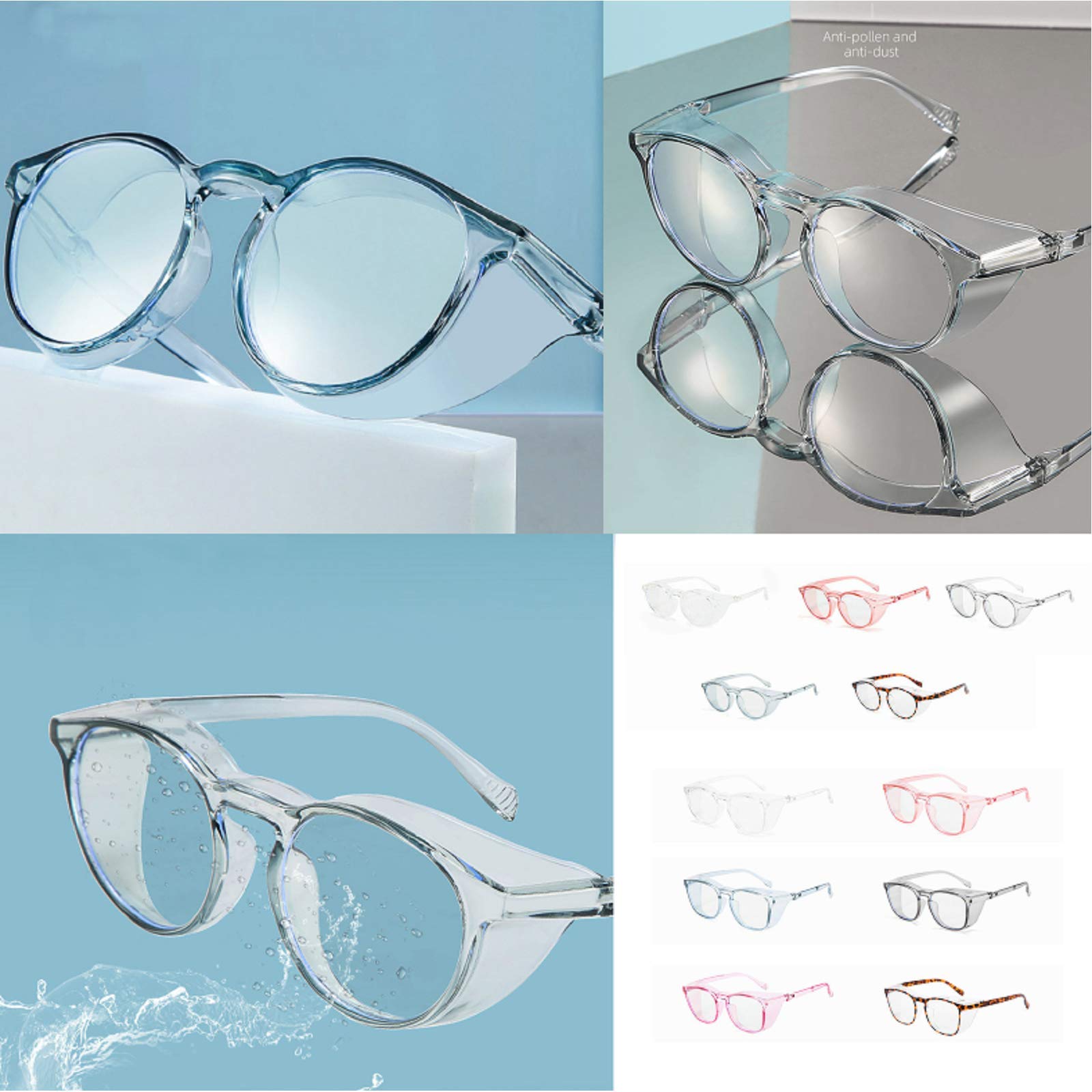 Lot de 2 lunettes de sécurité anti-buée pour femme - Bloque la lumière bleue - Protection des yeux avec protection UV400 (transparent et léopard)