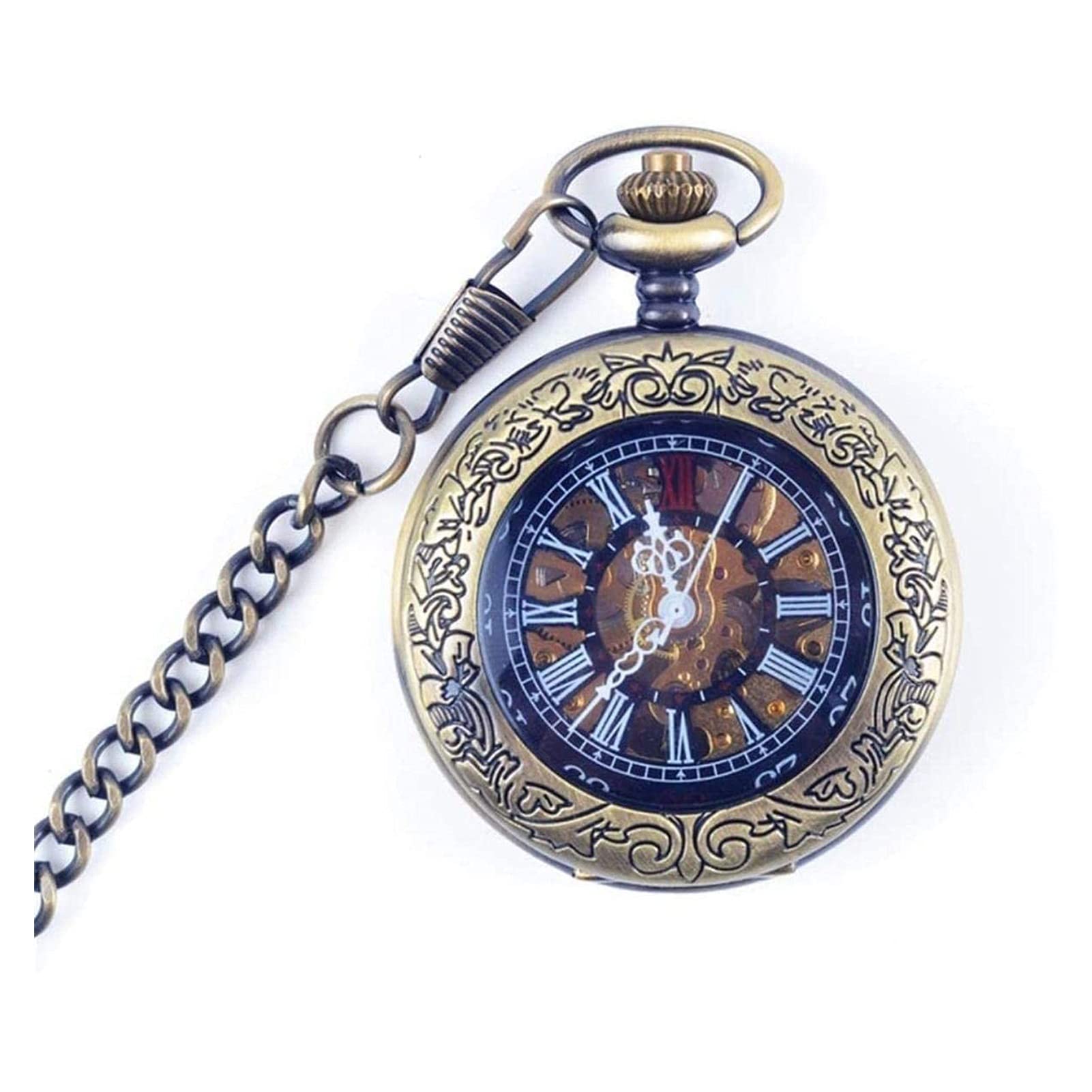 Orologio da Tasca, Orologio da Tasca Meccanico Punk Mechelmical Pocket Orologio da Tasca con Catena Come Valentine's Day Unisex Semplice Orologio Meccanico retrò
