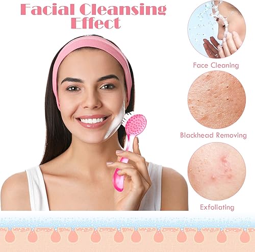 Miniatura 10 de Cepillo de limpieza facial con mango acrílico, cepillo exfoliante de cerdas suaves, limpiador exfoliante facial para el cuidado de la cara,