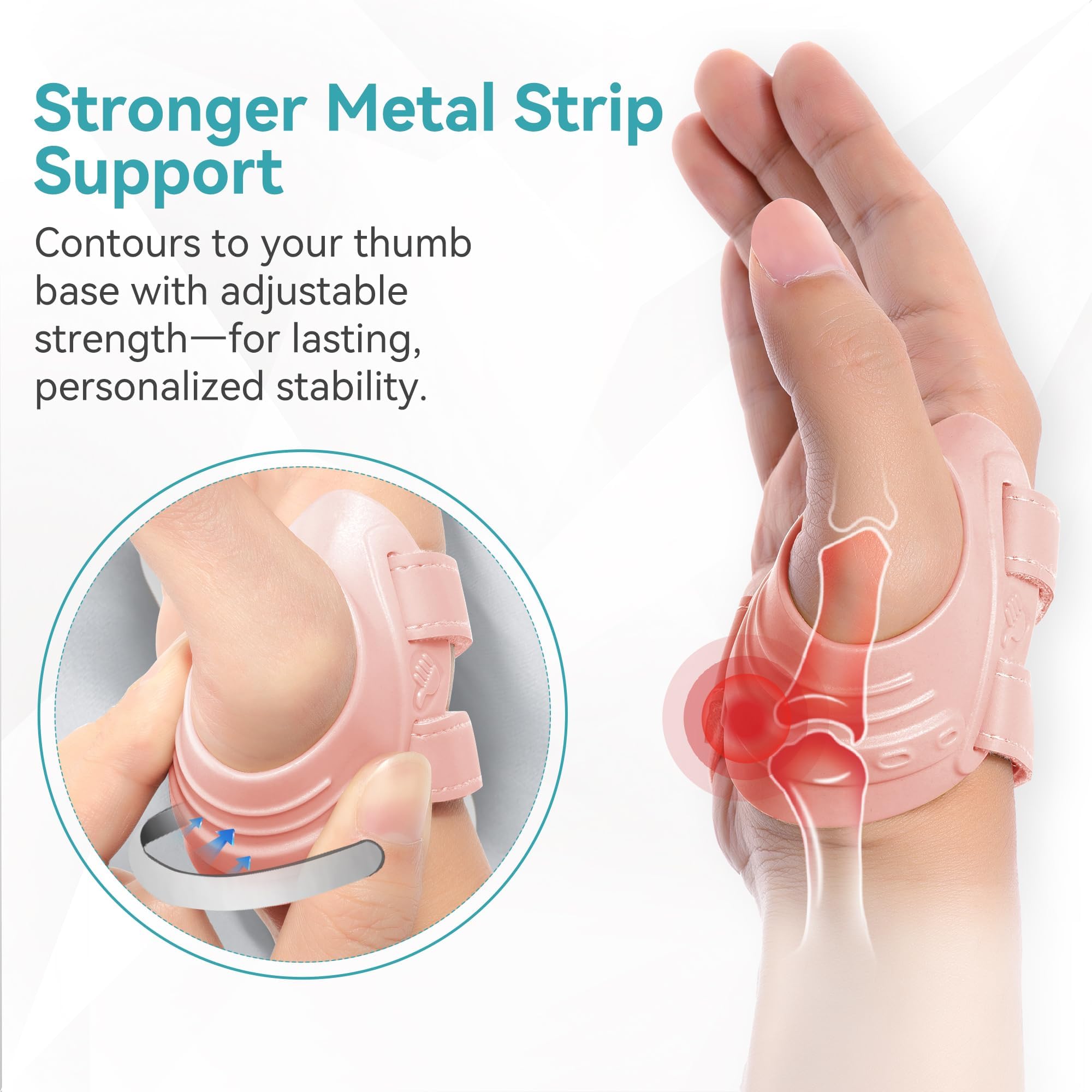 FORTEMOTUS Daumensattelgelenk Bandage, Daumenorthese mit formbarer Metallschiene, CMC-1 Stabilisierung und Schmerzlinderung bei Arthrose, Rhizarthrose, passend für Rechts Hand (Rosa, M)