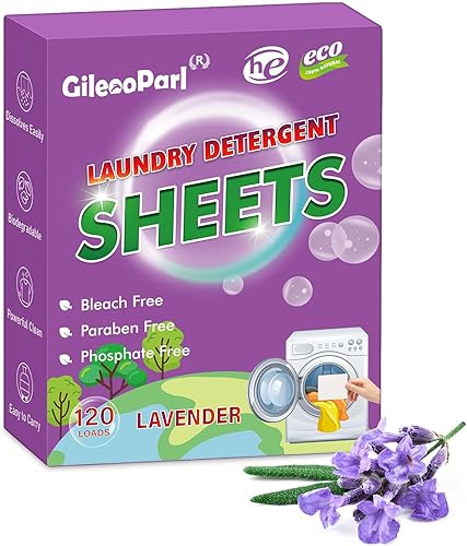 Gileooparl Hojas de detergente para ropa  120 cargas  Sin líquido  Fórmula a base de plantas  Respetuosas con el medio ambiente y sin jarra de