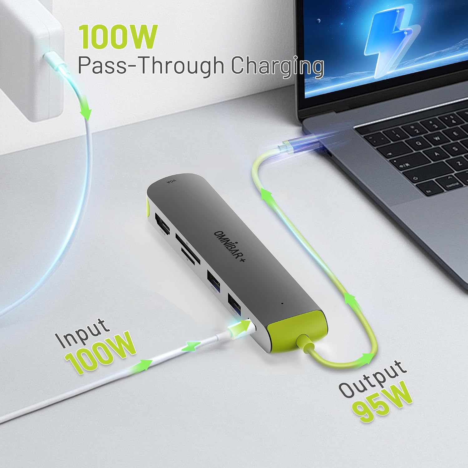 Ominbar USB C Hub,7-in-1 USB C to USB Hub Multiport with 4K HDMI, VGA,SD/TF Card Reader, 2 USB-A 3.0 5Gbps,100W PD Charging Ports,USB Type C Docking Station for Laptop,MacBook Pro/Air and More