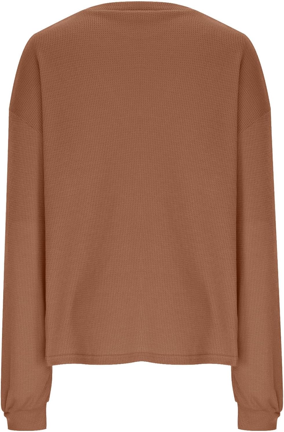 Womens Waffle Knit Tops V Neck Long Sleeve Solid Color Casual Fall Fashion Tunic Loose Fit Shirts Comfort Clothing