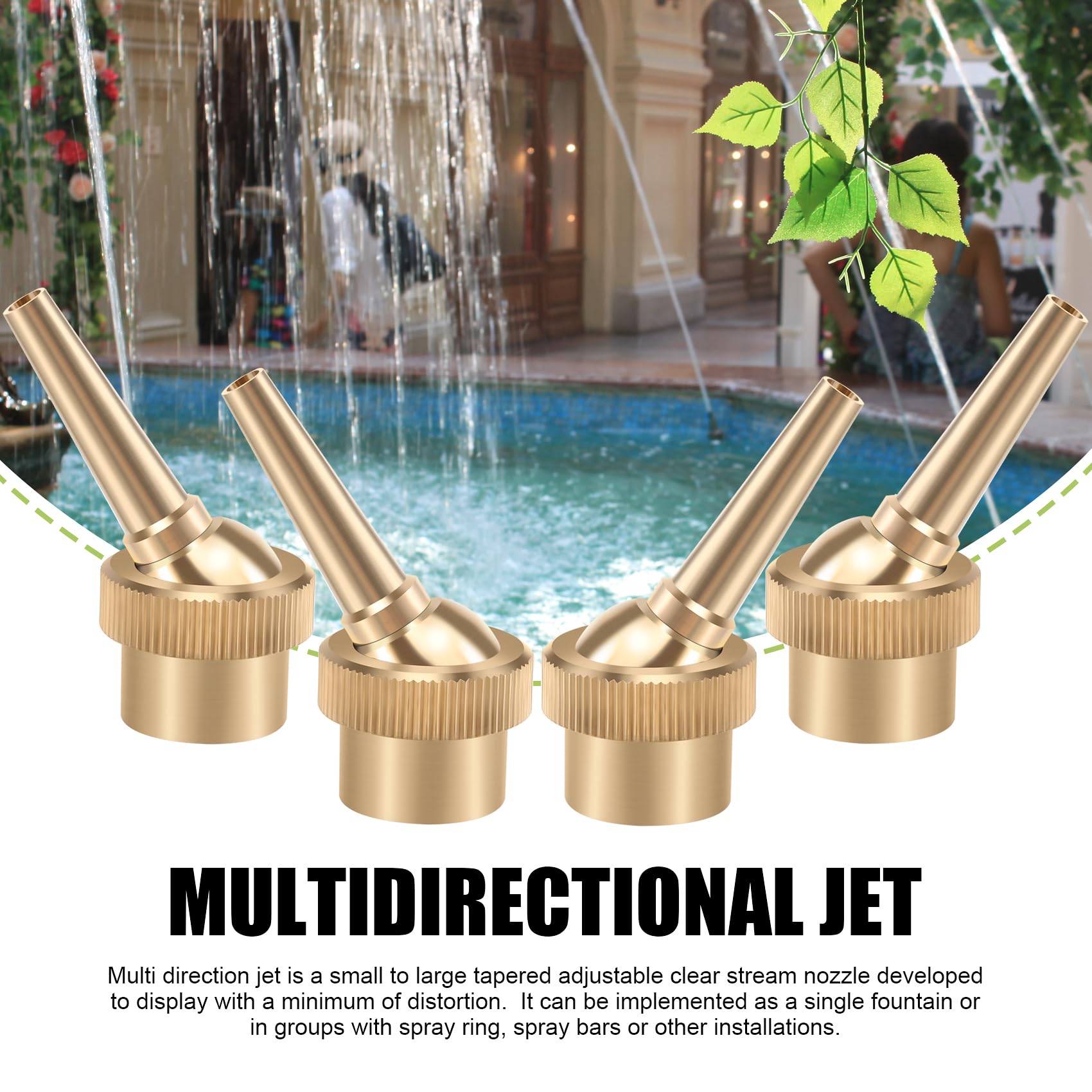 10 Pezzi 1/2 Pollici DN15 Getto Dritto Regolabile Ugelli di Spruzzo d'Acqua Ugelli per Piscina Decorazione del Paesaggio del Giardino Attrezzature