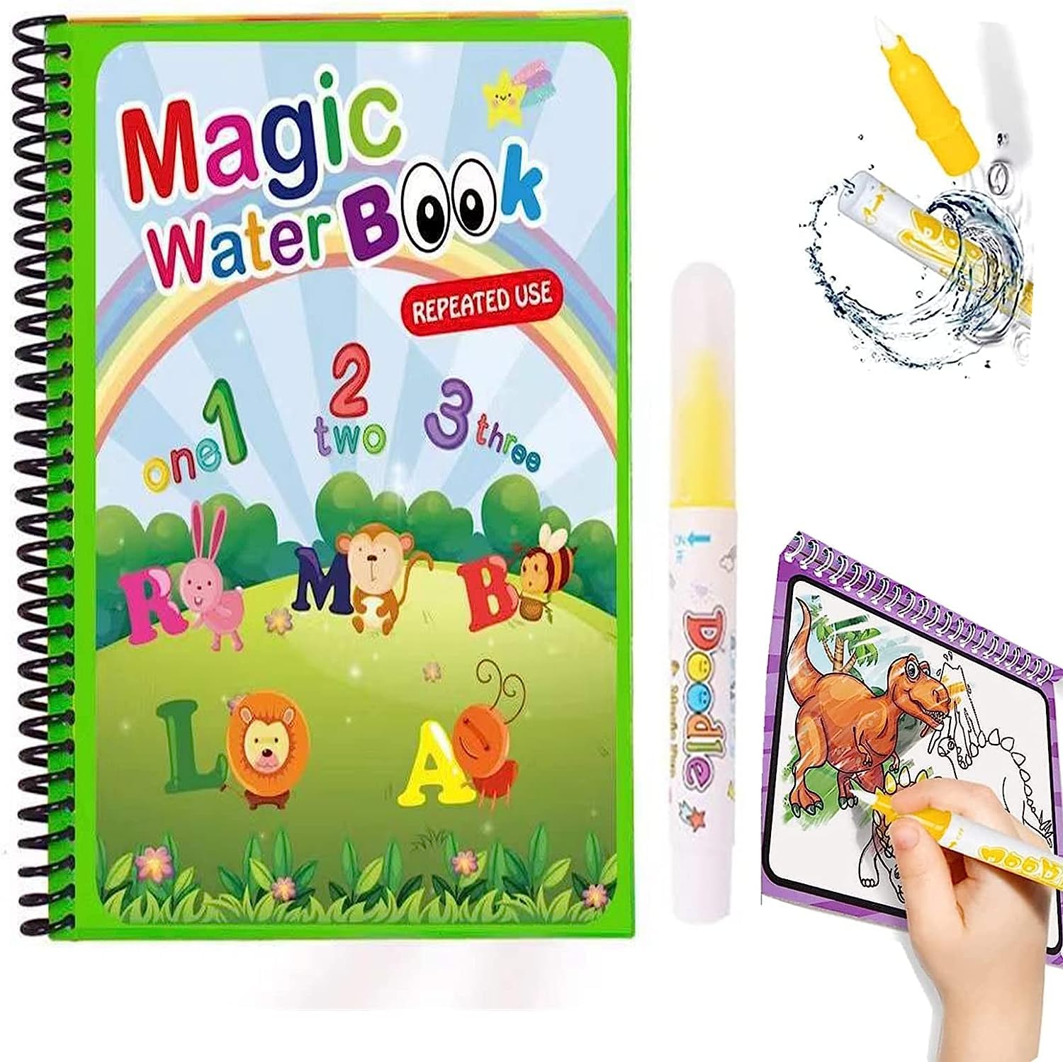 FEWORLD Water Coloring Reusable Books for Toddlers, Magic Paint with Water Doodle Book Toys,Paint with Water Books,Mess-Free Coloring Book,Portable Educational Doodle 1 Pcs. (B0CBSPK1W6) Amazon Price History, Amazon Price Tracker