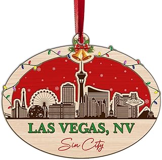 Las Vegas Skyline Ornament, Las Vegas Nevada NV Cityscape Christmas Ornaments for Tree, US Urban Landmark Souvenirs for Travel Enthusiasts & City Lovers Souvenir Keepsake for Travelers