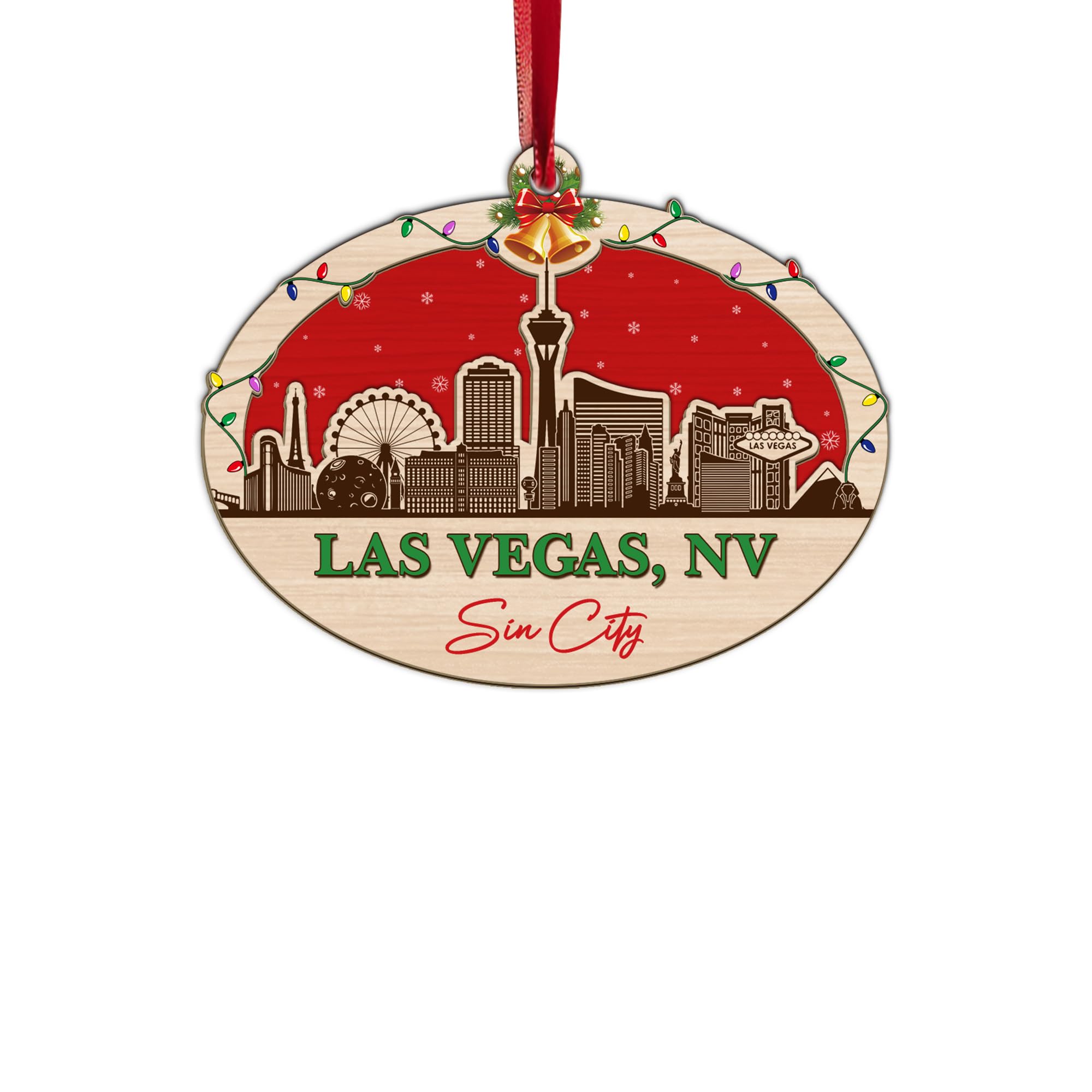 Cadeau pour voyageur décoration Noël Las Vegas Nevada pour le sapin