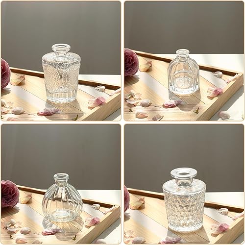 Miniatura 5 de Juego de 10 jarrones de cristal, pequeños jarrones para flores, jarrones transparentes a granel, jarrones de flores para centros de mesa, mini