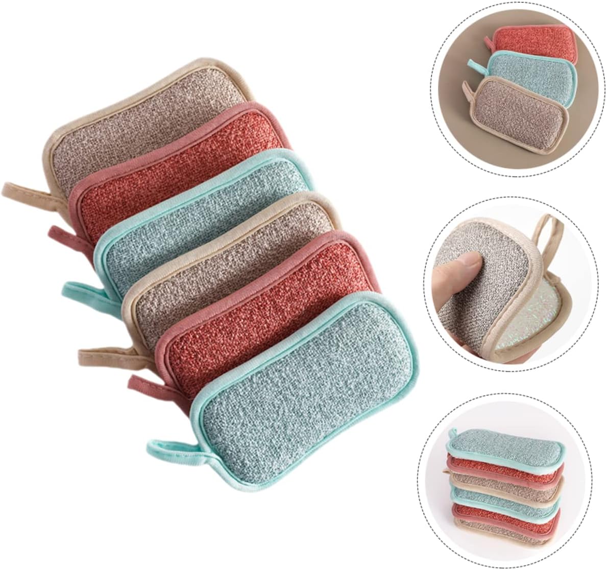 FOMIYES 24pcs Reusable Linen Sponges for Household Cleaning Dish Sponges Non-Slip Base for Easy Cleaning