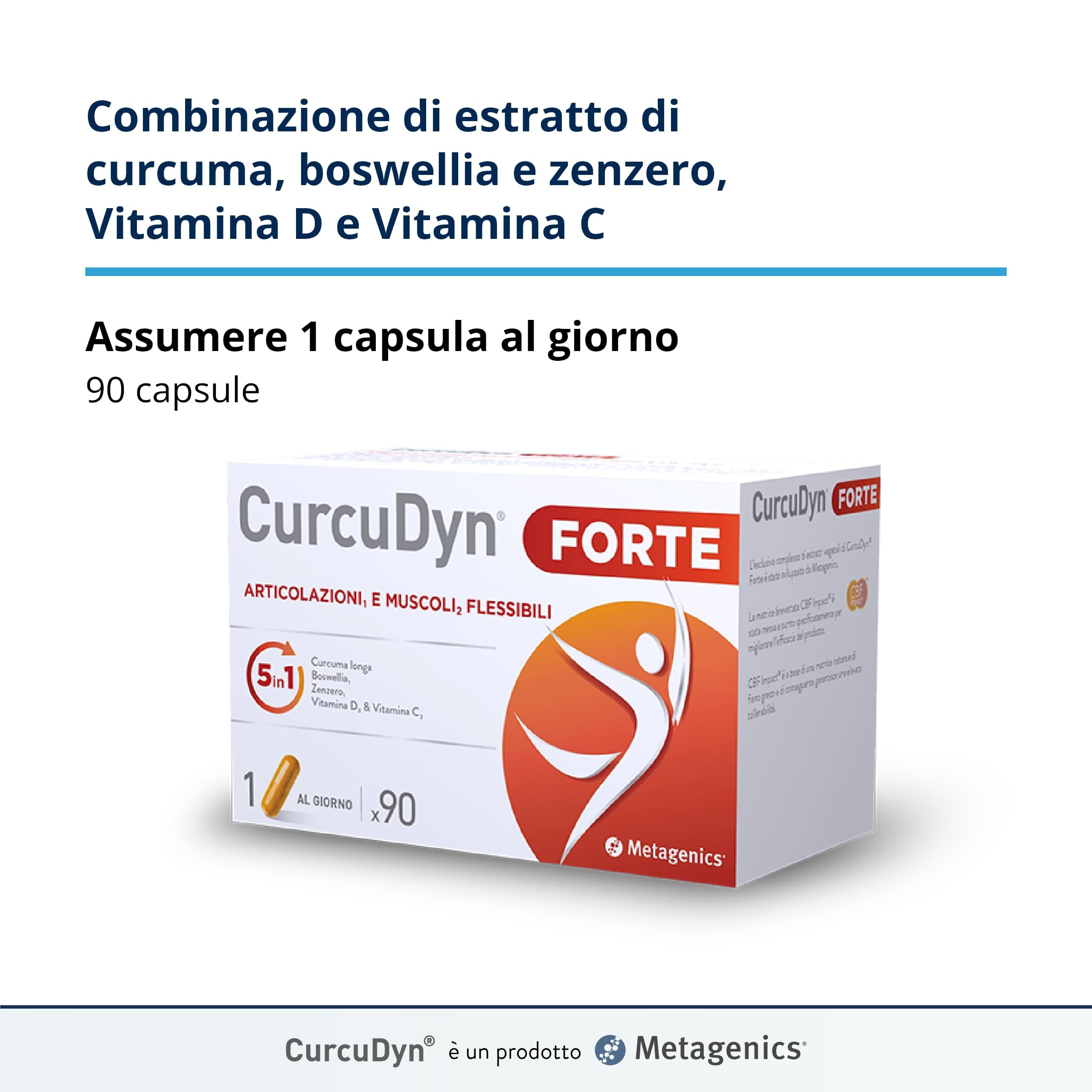 Metagenics CurcuDyn Forte - Per il Benessere di Articolazioni, Cartilagini e Tendini - 90 Gellule