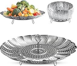 K2D2 Steamer Basket Stainless Steel Instant Pot Accessories for Food and Vegetable,Premium Expandable Steam Basket to Fit Various Size Pots Medium (6.1" to 10.2"))