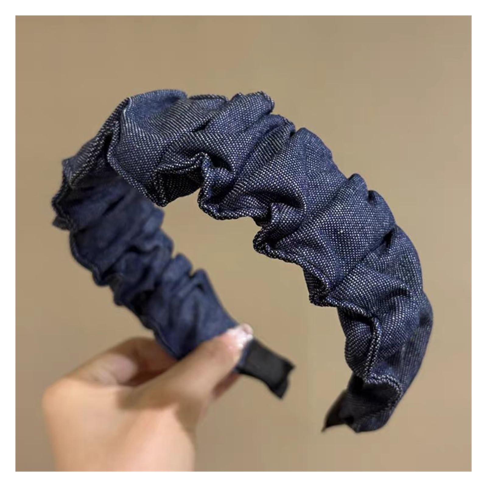 6pcs Denim Pleated Wide-brimmed Headband Para Mujer