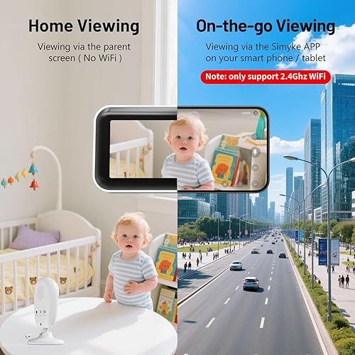 Miniatura 2 de Monitor de bebé con video inteligente de 3 Camear, pantalla de 2.8 pulgadas y cámara de 1080p, modos WiFiSin WiFi, detección de llantos,
