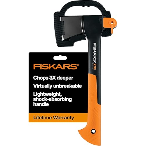 Fiskars X7 Hatchet Lightweight Wood Splitter for Small to Medium Size Kindling with Proprietary Blade and Shock-Absorbing FiberComp Handle, Lawn and Garden Tool, 14 inch, 1.5 pounds