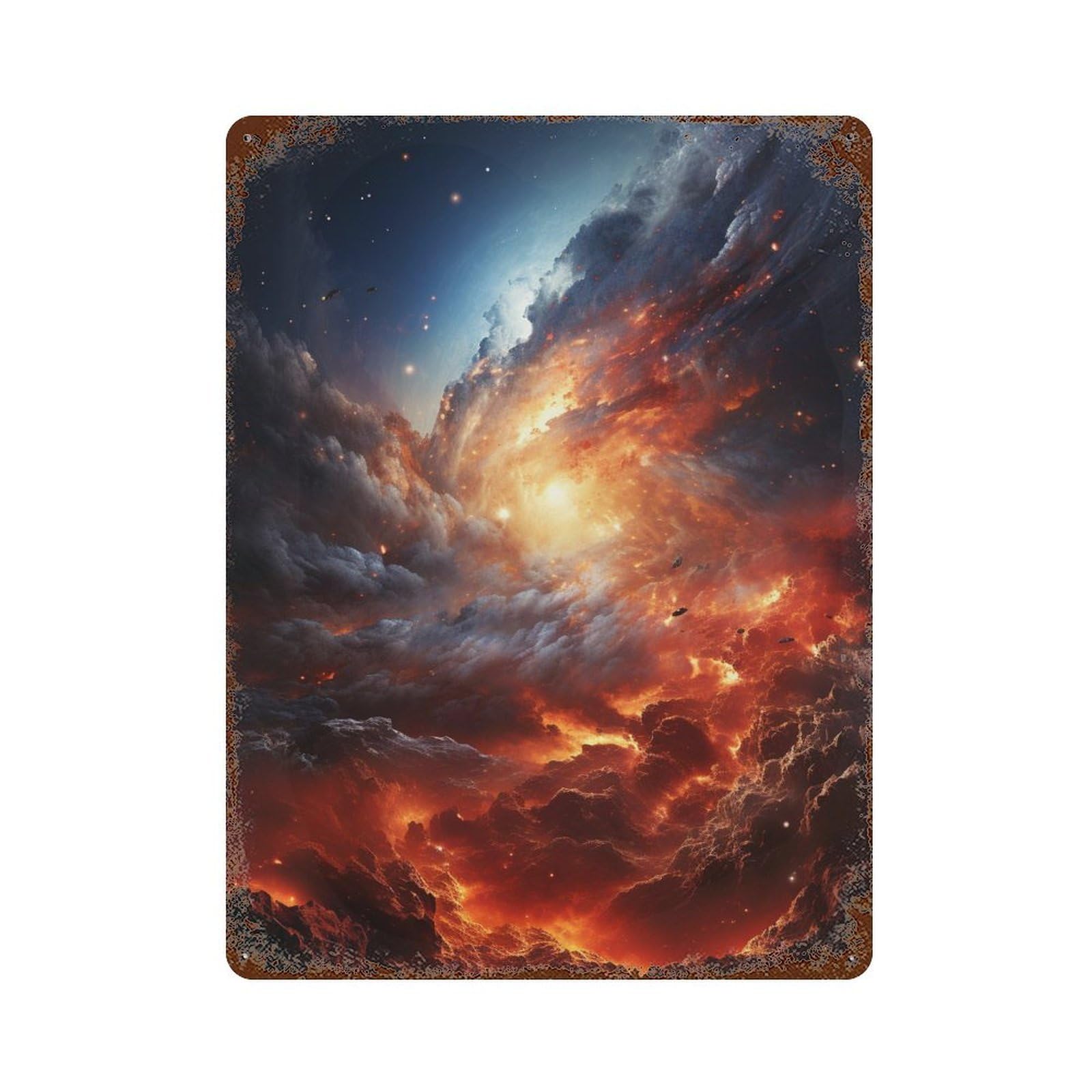 Garage Style Cosmic Firestorm Nebula Vintage Metal Tin Sign 15.7"x11.8", Rustic Home Decor for Bar And Workshop