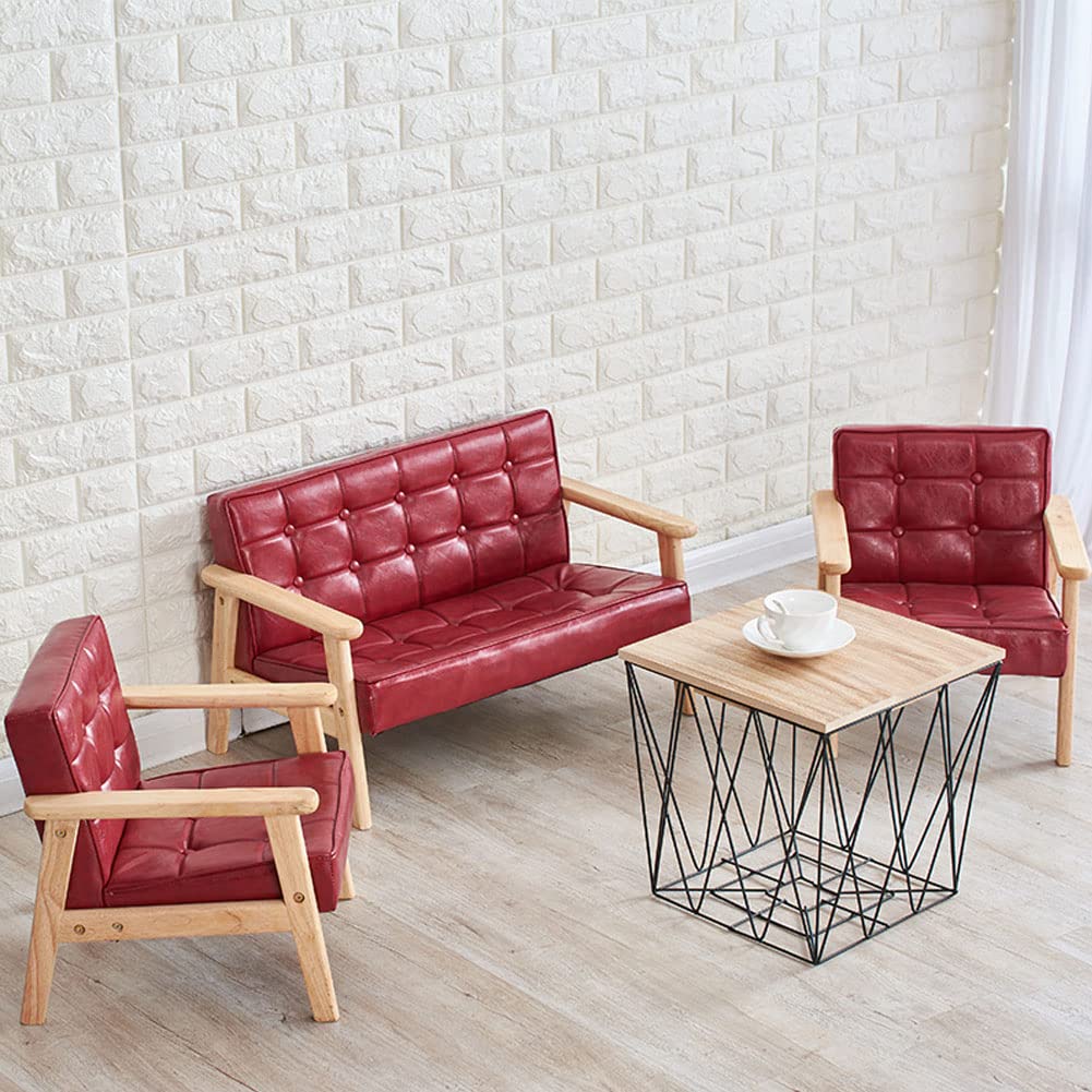 Kelendle Kid Sofa Chair: Kid Couch with Solid Wood Arm & PU Leather Fabric Children Seating Chair Photography Prop Bench Photoshoot Photo Posing Props for Boys Girls Brown Armchair