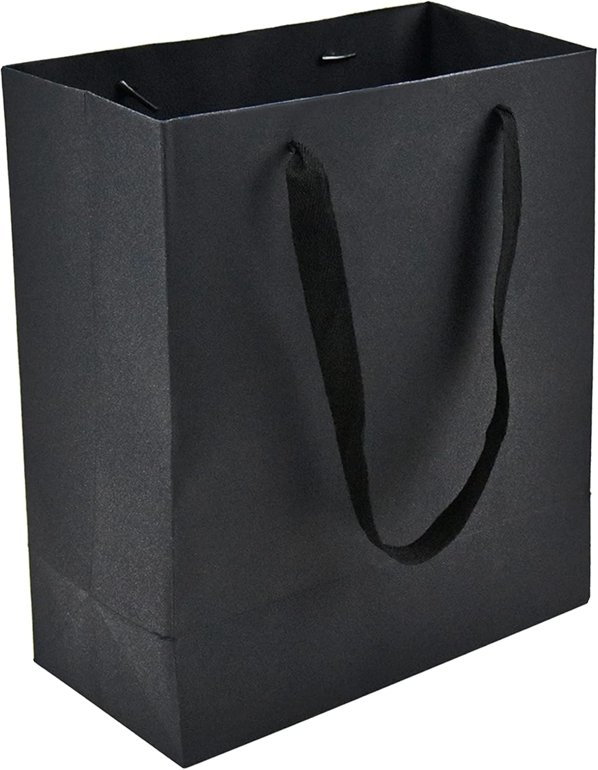 HUAPRINT 30 Pack Black Gift Bags with Ribbon Handles,10x4.5x11 inch Paper Bag Bulk for Shopping Party Favor Merchandise Business Wedding Craft Retail Holiday