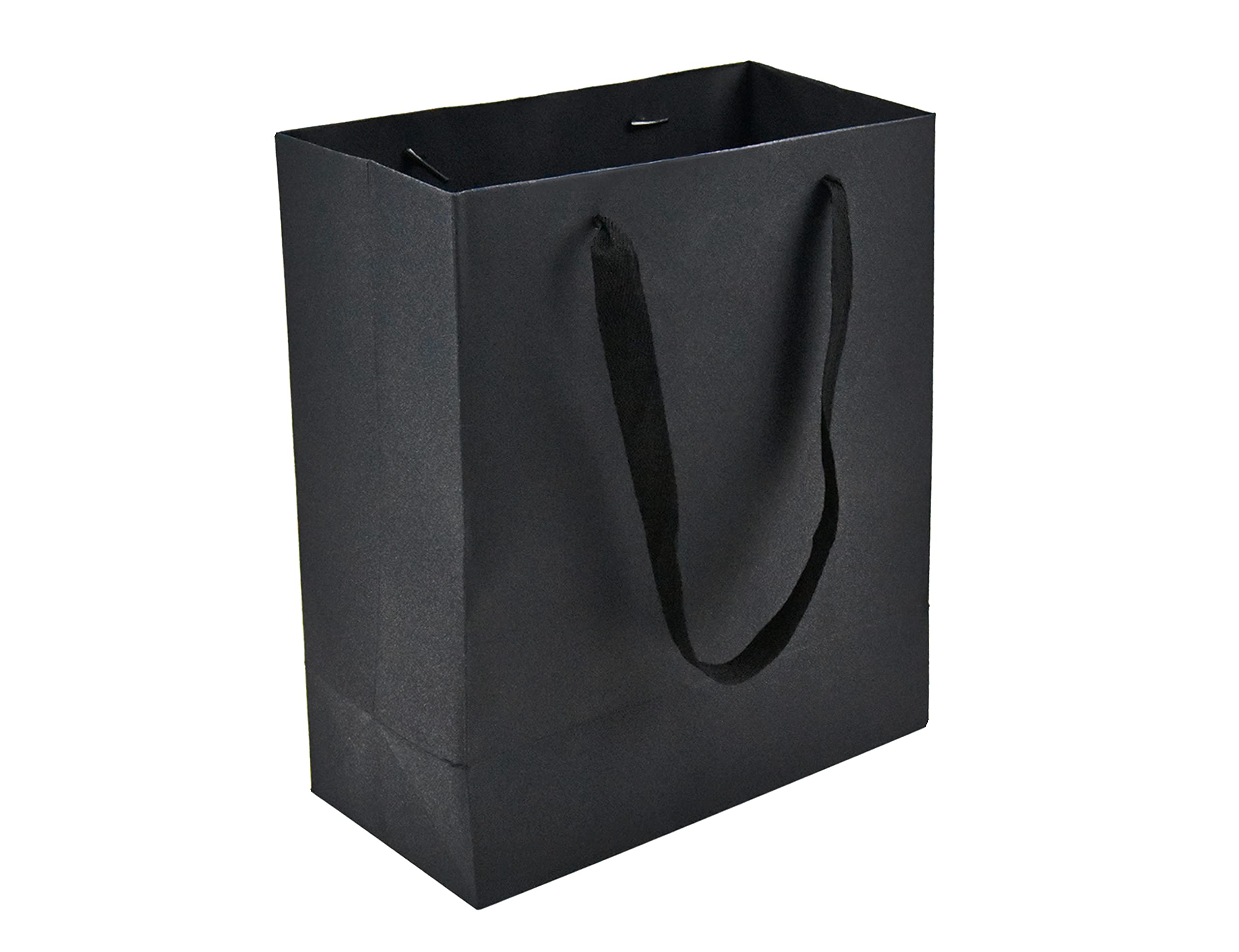 HUAPRINT Matte Black Paper Gift Bags, Small Shopping Bags with Handles, 25.4x11.4x28cm, 20 Pack for Party Favors, Merchandise, Weddings