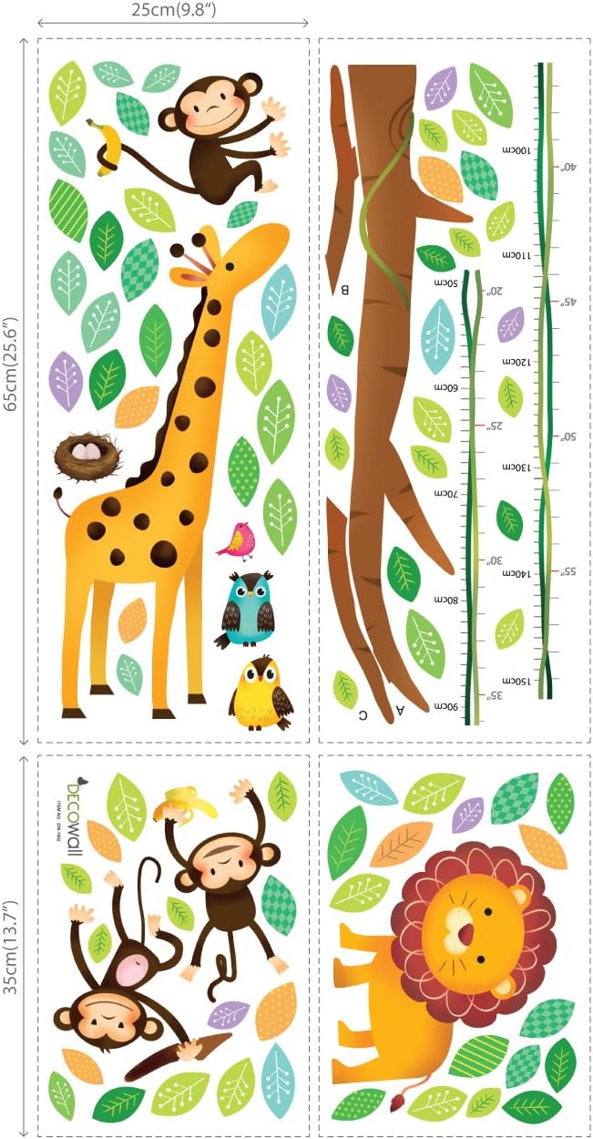 DECOWALL DW-1402 Little Monkeys Tree and Animals Height Chart Kids Wall Stickers Wall Decals Peel and Stick Removable Wall Stickers for Kids Nursery Bedroom Living Room décor : Baby