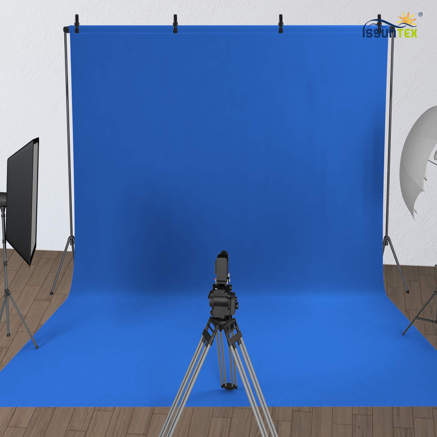 ISSUNTEX Tło plakatowe, studio fotograficzne, składany ekran o wysokiej gęstości do fotografii wideo i telewizji - niebieski