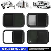 AQXREIGHT 700x300mm Lakóautó Csúszóablak Tempered Glass Fekete Alumínium Kerettel Szúnyoghálóval 4