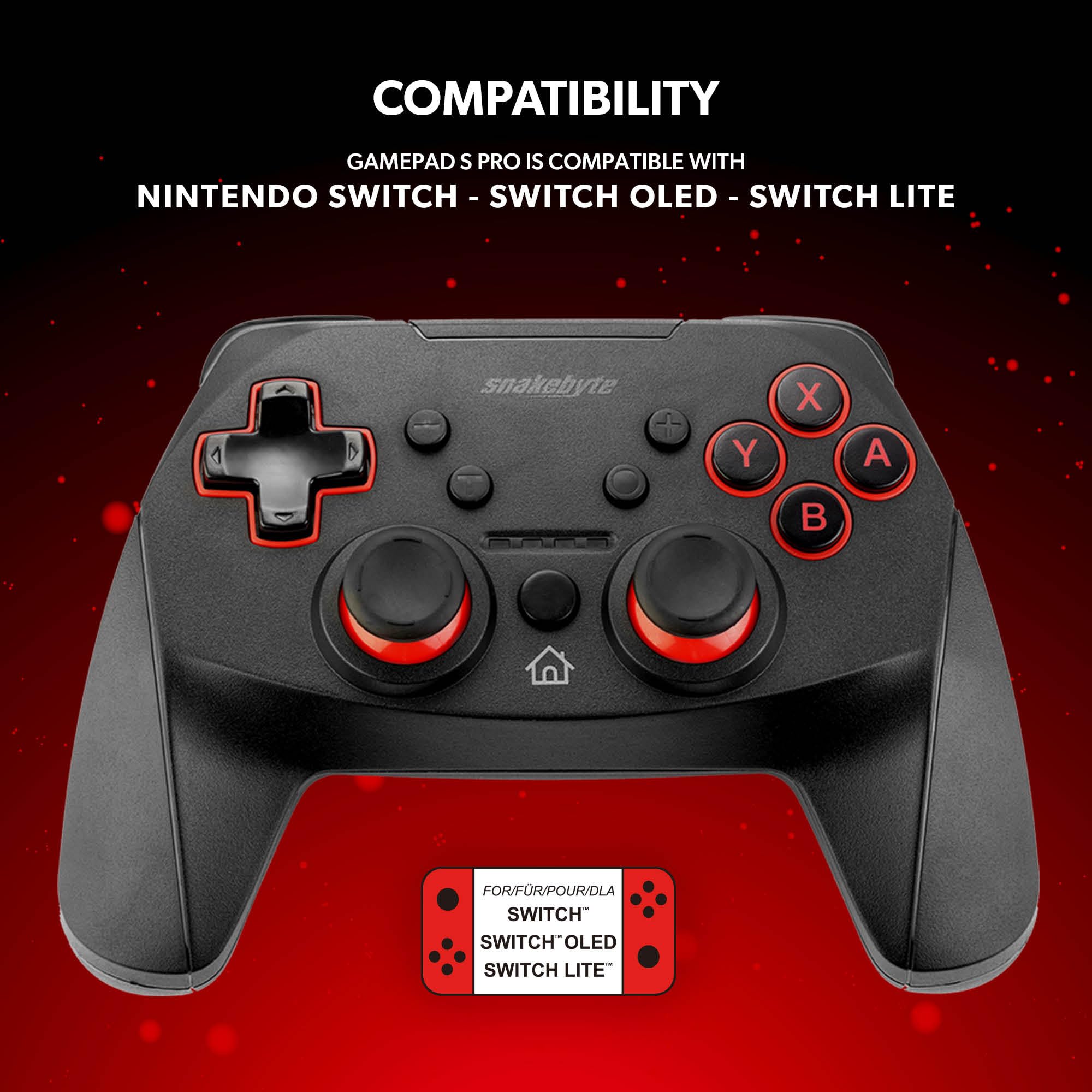 snakebyte Wireless Switch Controller - Bluetooth Controller kompatibel mit Nintendo Switch 2, Switch, Switch Lite & OLED, starker Akku, präzise Joysticks, Vibration-Feedback & Turbo-Button