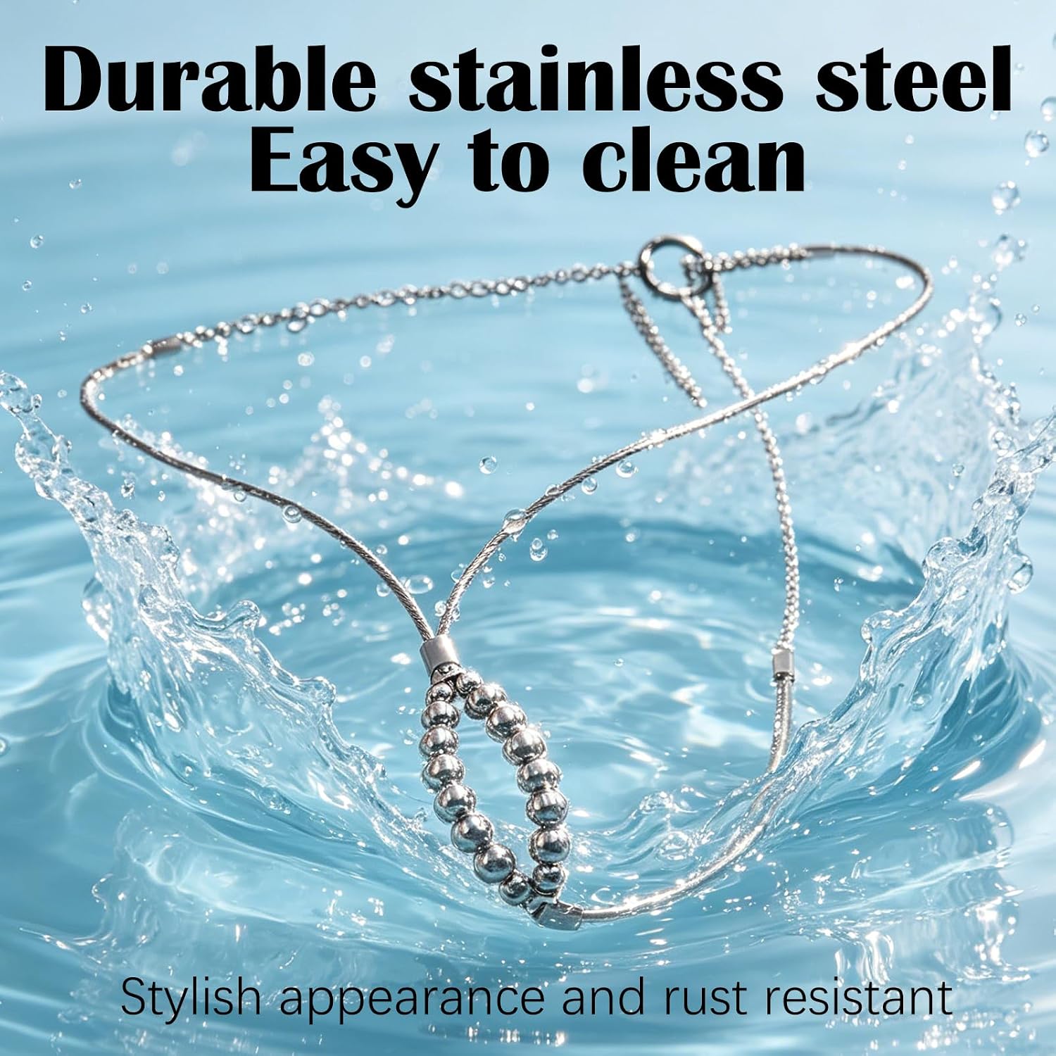 Stainless Steel Female Chastity Belt for Women Metal Chastity Device Strap | Adjustable Chastity Panties Underwear Device with Rolling Steel Beads BDSM Metal Bondage Briefs Sex Toys for Women Couples