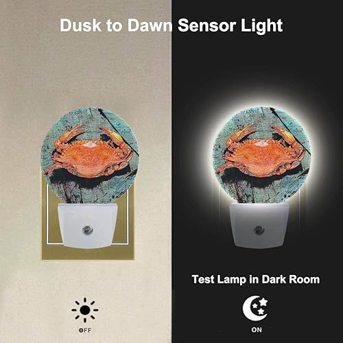 Miniatura 2 de Luz nocturna de cangrejo azul, mariscos, hierba marina, luces nocturnas enchufables a la pared, 0.5 W, luces LED de encendidoapagado automático para