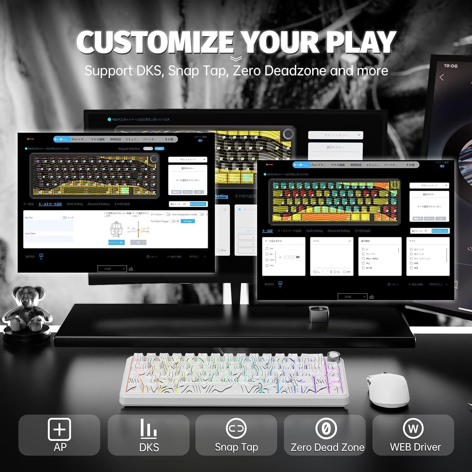 ATTACK SHARK 60% Hall Effect Keyboard and X11 Wireless Gaming Mouse,X65 Pro HE Magnetic Keyboard RGB Hot Swap 8KHz Polling Rate,Superlight Mouse w/Charging Dock 22K dpi,Bluetooth/2.4Ghz/Wired