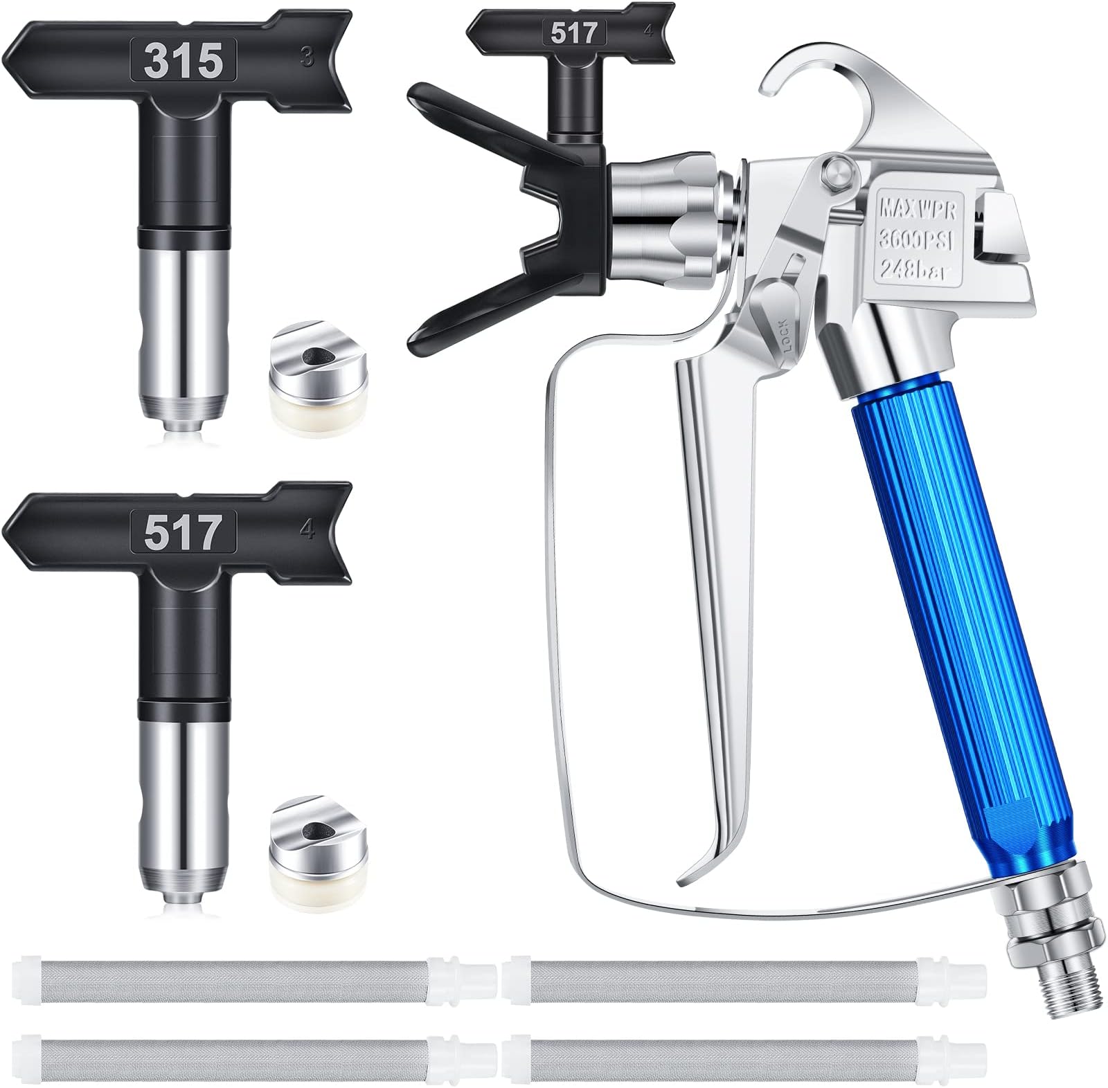 2 Sets 3600PSI Airless Paint Spray Gun High Pressure Airless Paint ...