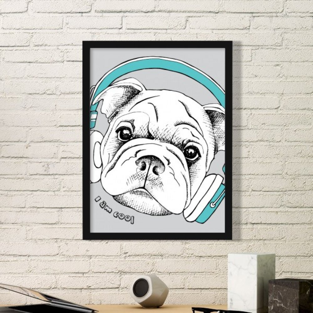 Cadre photo chien musique cadeau original peinture M noir