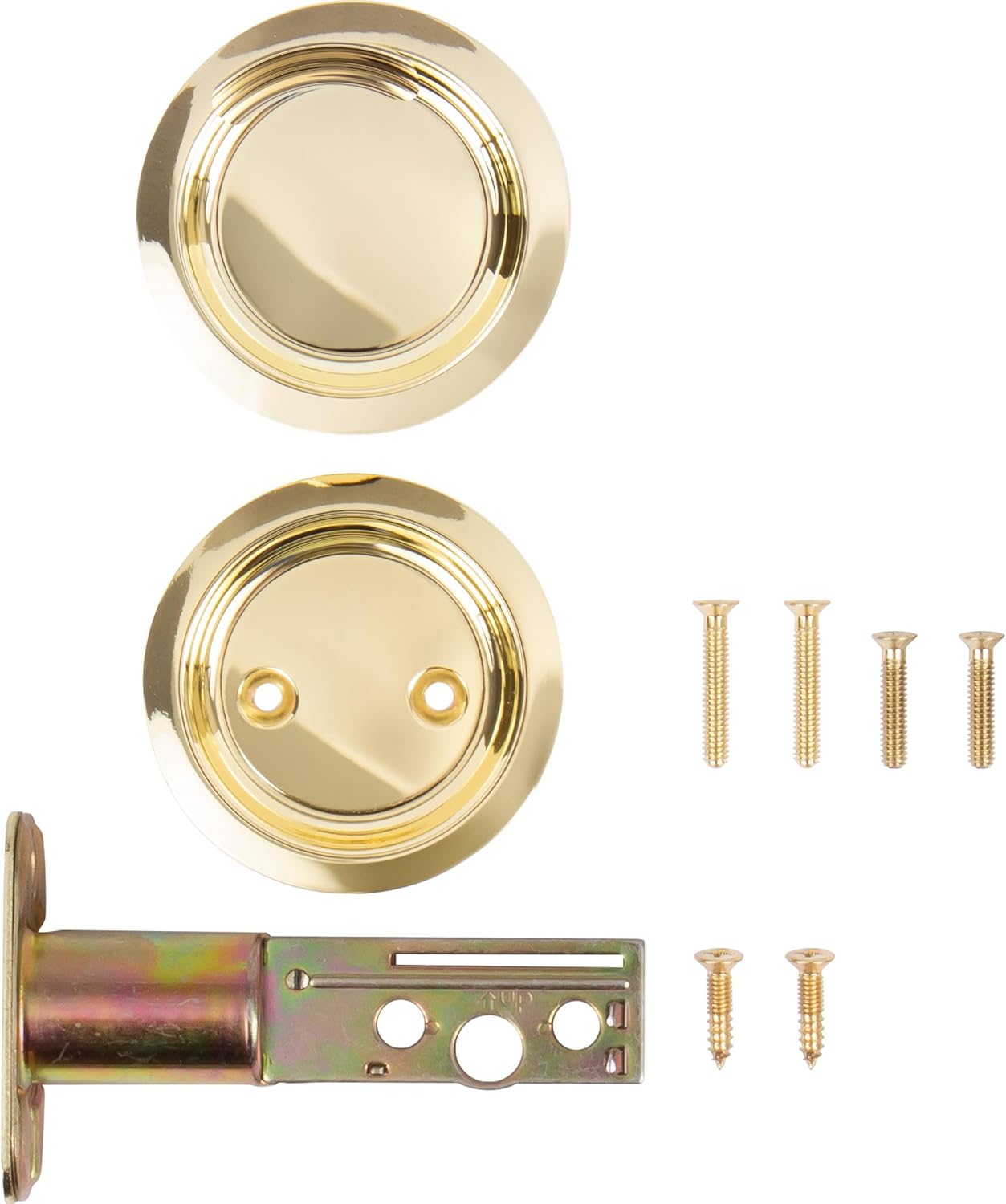 Stone Harbor Hardware Round Pocket Door Lock, Passage Function, 2-3/4" Backset, Polished Brass