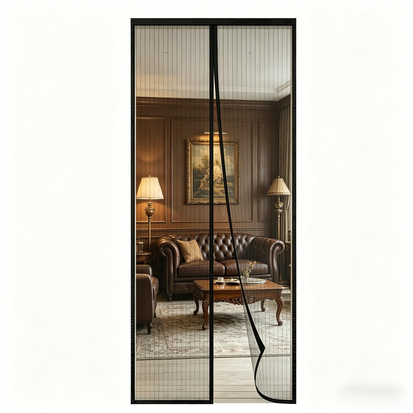 Magnetic Screen Door 65 x 225 cm Keep Bugs Out Lets Fresh Air in Door Fly Screen No Drill Installation Automatically Closes for Patio Doors Balcony Bedroom Doors, Black