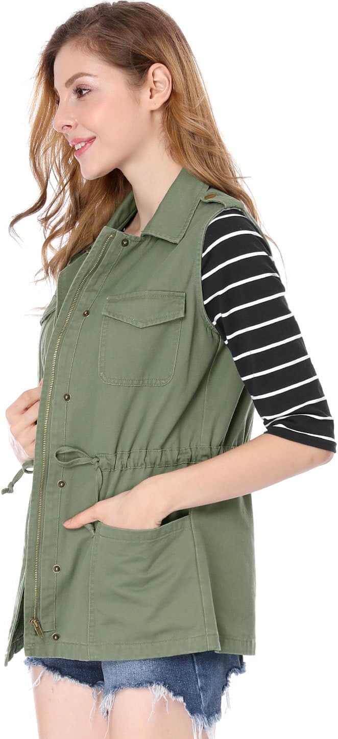 Allegra K Women's Zip Up Sleeveless Jacket Utility Anorak Outwear Cargo Vest - Image 5