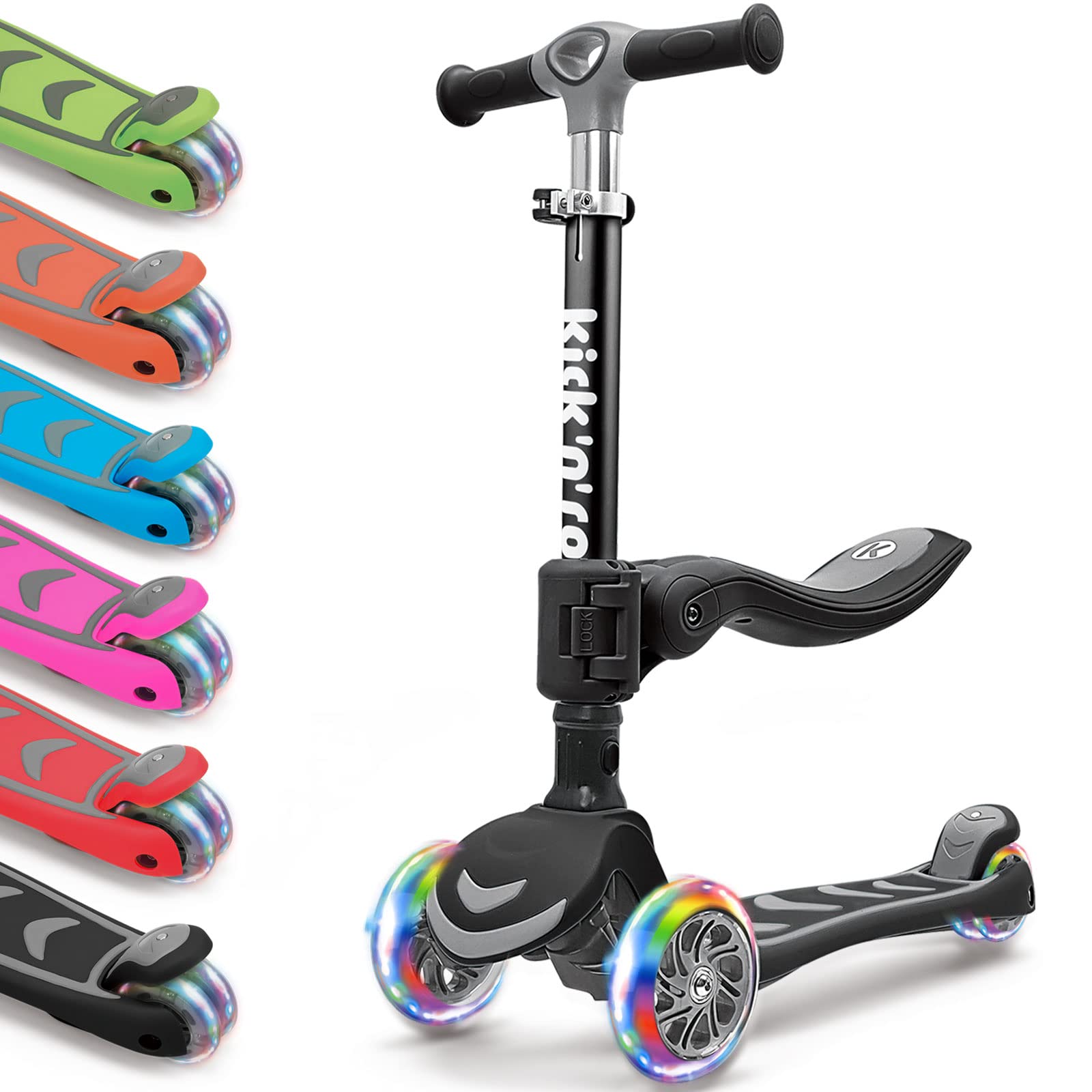 Scooter Kicknroll 3 Rodas - Dobrável Com Rodas LED | Crianças 3-12 Anos 50kg