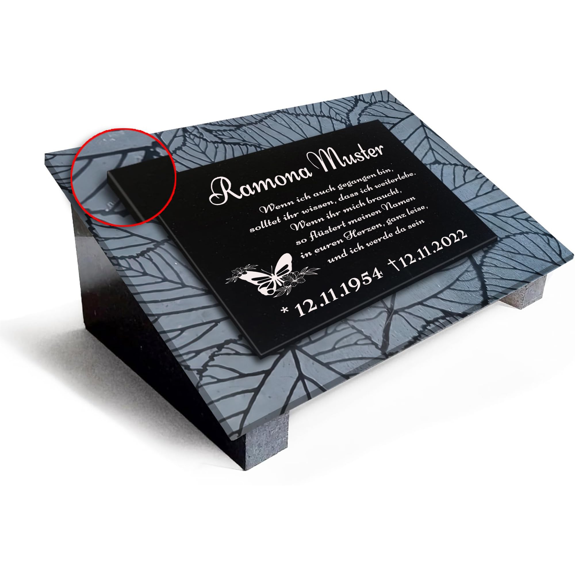 Generisch Premium Grabstein aus indischem Granit Absolut Black– mit Tiefengravur, Lasergravur & 3-Fach Versiegelung im Format 40x30cm Y13