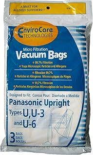 3 Panasonic U, U-3 & U-6 Upright Vacuum Cleaner Bags, MC-V145M, MC-115P, MC-V5000 thru MC-V5099, MC-V7300 thru MC-V7399, MC-V6200 thru MC-V6299